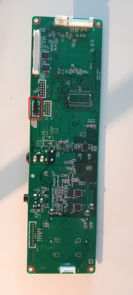 Korg B1 main PCB, reverse side with marked connections